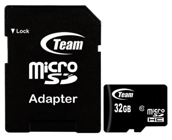  Зображення Карта пам`ятi MicroSDHC 32GB Class 10 Team + SD-adapter (TUSDH32GCL1003) 